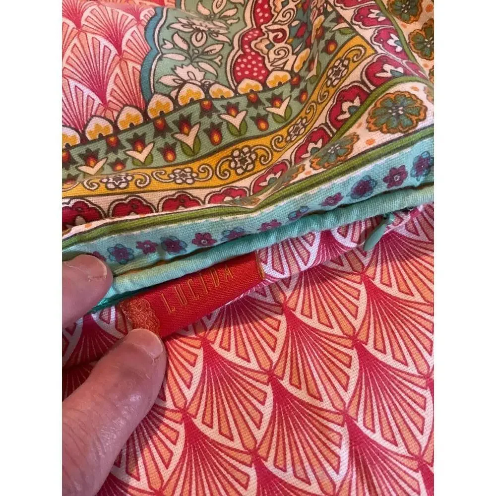 Lucida 100%Cotton Colorful Medallion Print Feathers  Pillow cover. 22”x22”